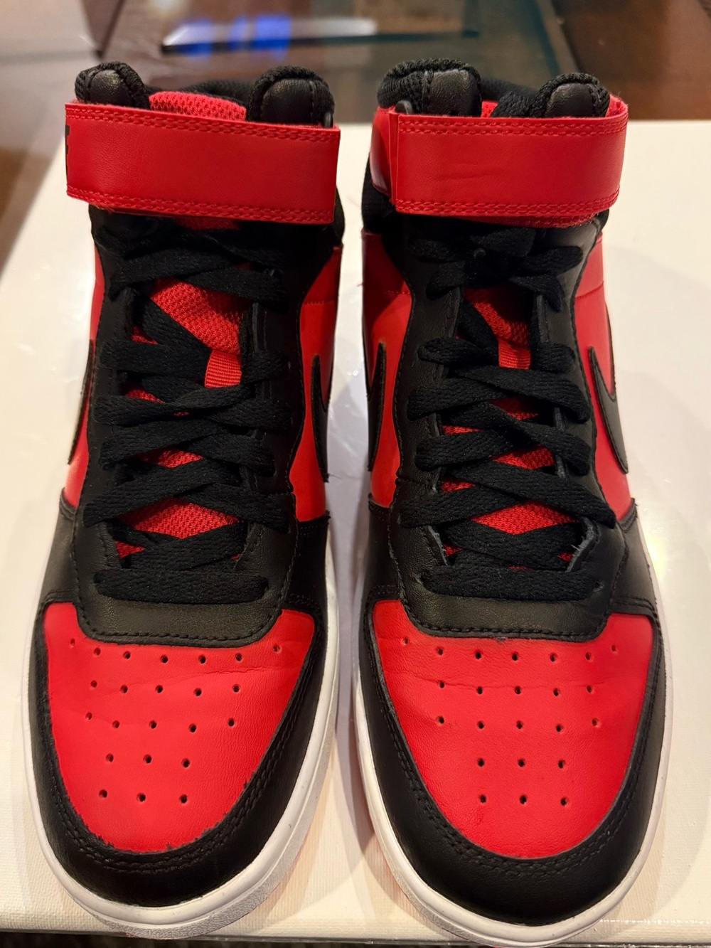 Nike Court Borough Mid 2 GS Youth 6.5Y (Women’s 8) Red Black Sneakers